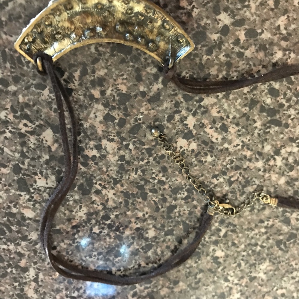 Rhinestone bling & leather cord Necklace. - Picture 4 of 4